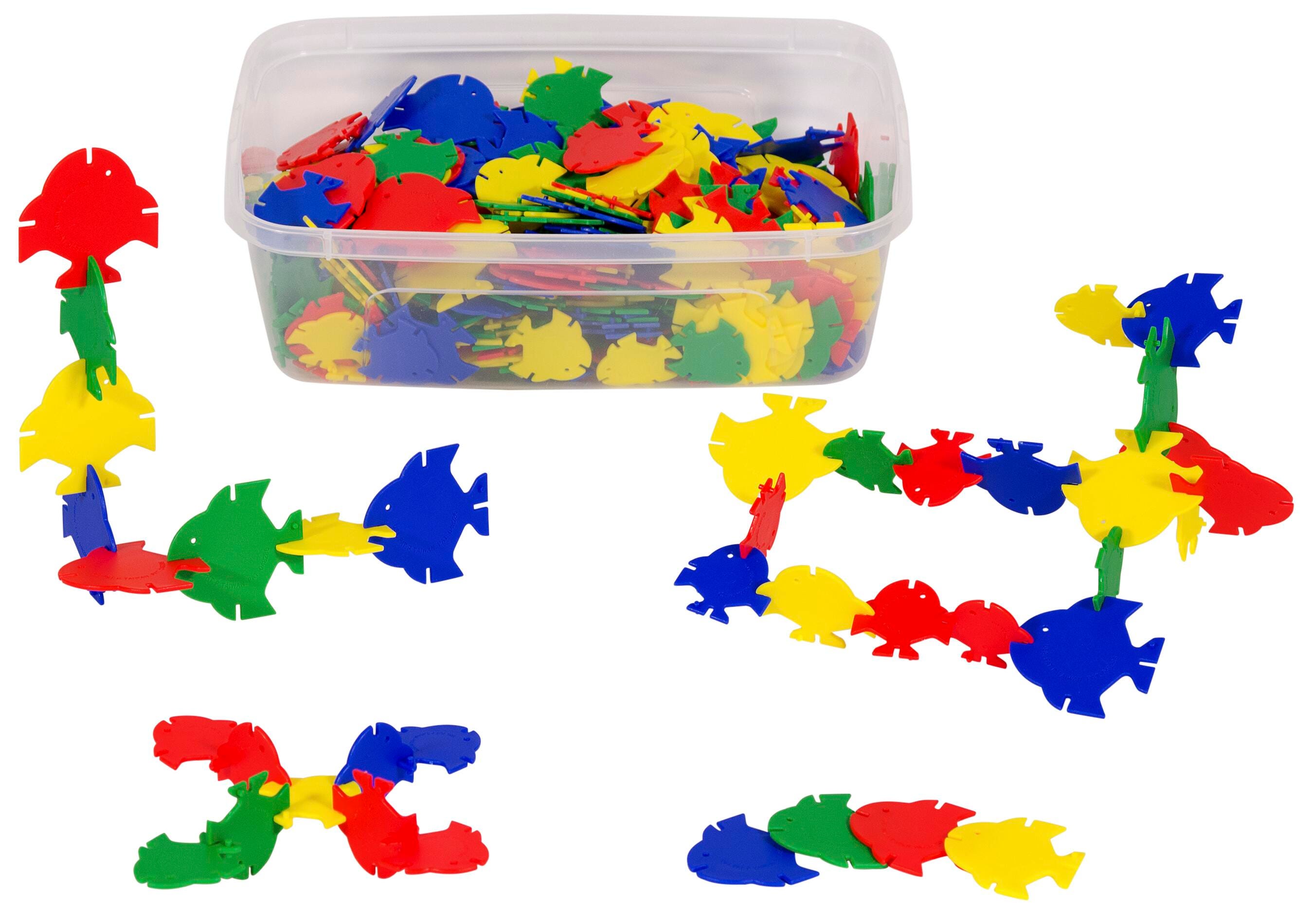 Childcraft Preschool Manipulation Fish Blocks, 3 Size Blocks, Develops Fine Motor Skills, Assorted Colors, Item Number 2116167